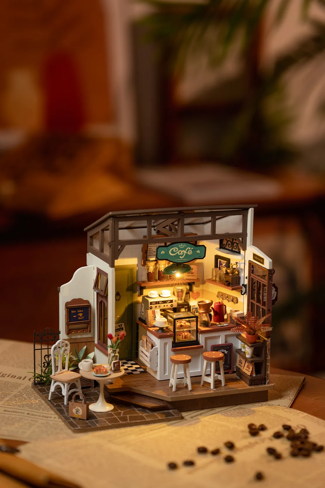 【送料込み】ジオラマ 1/12 出窓のある喫茶店 カフェのドールハウス ④ DG162 喫茶店 | Rolife Japan